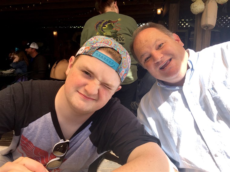 Im this undated family photo, Davis Cripe, 16, is shown with his dad Sean. According to a coroner, Cripe died April 26, 2017 from 