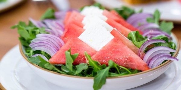 5-العنصر Watermelon, Feta and Arugula Salad
