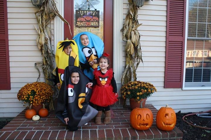 Wie long will it last?: Jennifer Frederick Walters, whose kids donned Angry Birds attire last year, writes: “I always theme my kids, while it lasts at least.”