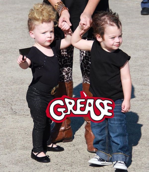 Ти're the one that I want! Natasha McAdoo’s twins rock some serious ‘50s style as Danny and Sandy from “Grease.”