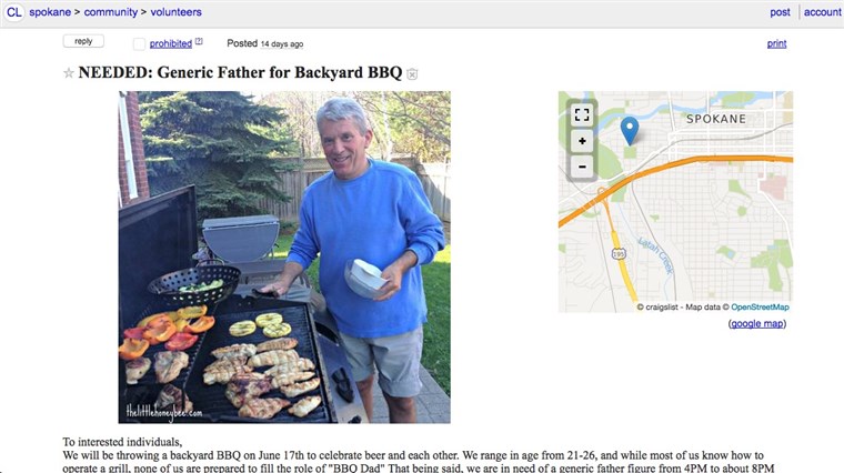 Účtovat Murray Craigslist ad for Father's Day weekend barbecue