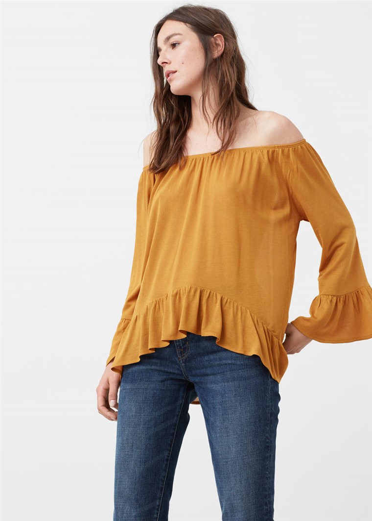 芒果 ruffled blouse