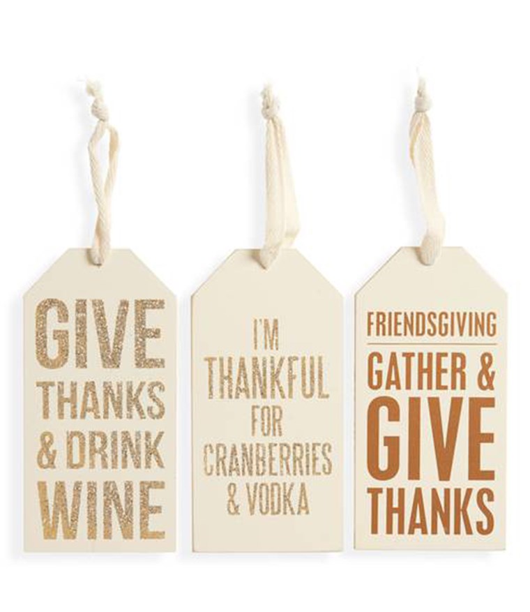 感恩 wine bottle tags