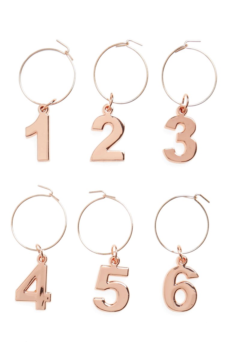 Soubor of 6 Gold Wine Charms