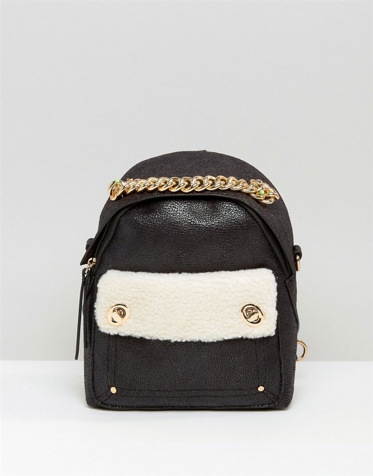 Nový Look Mini faux shearling backpack