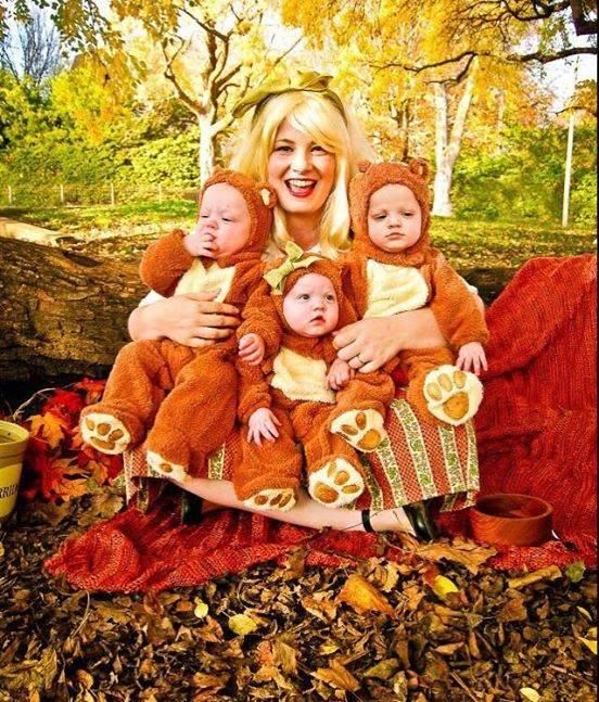 Familie Halloween Costumes: Goldilocks and the three bears