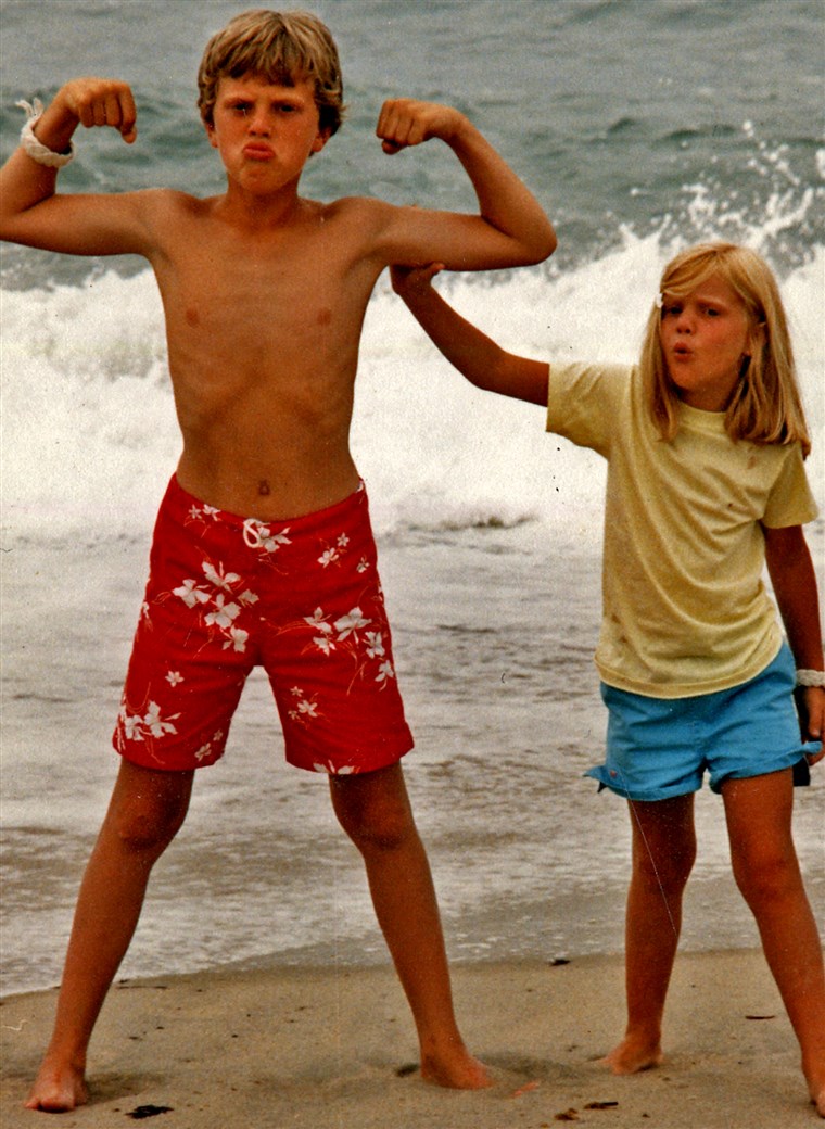 А rare snapshot of the very last moment — some 25 years ago — that a female was impressed by my muscles. And she's my little sister.
