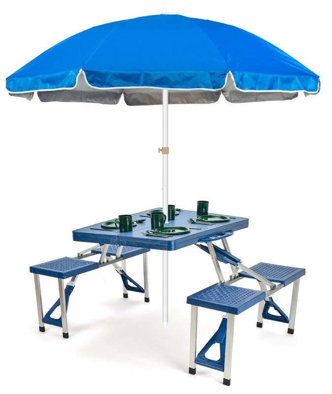 tragbar Picnic Table and Umbrella