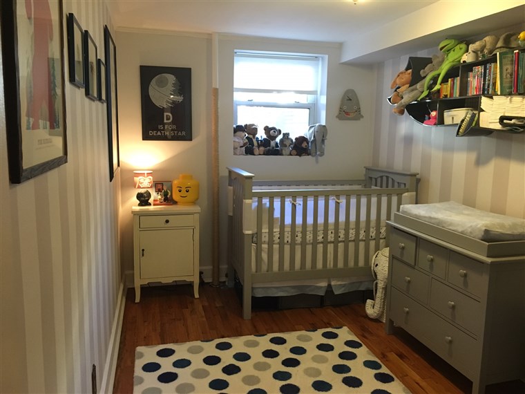 Na maximize space in a small room, skip the changing table and add a changing pad to a dresser instead.