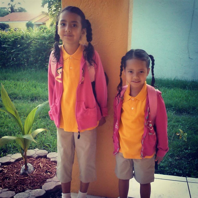 Twinning on the first day of 1st grade and Pre-K.
