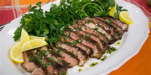الحديد الزهر Ribeye Steak with Za'atar Chimichurri