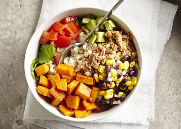 扔 protein and vegetables over grains for a delicious dinner.
