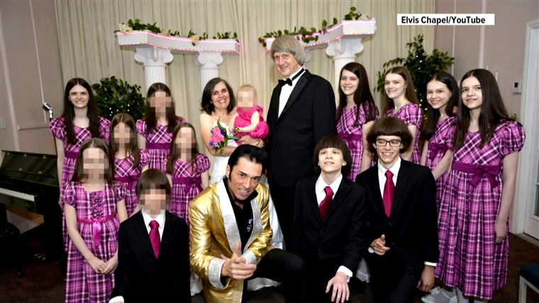 Louise and David Turpin often renewed their wedding vows, surrounded by their children. (Only the faces of the adult children are showed here.) 