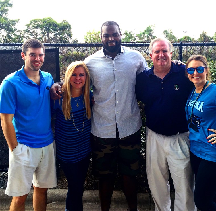The Tuohy family after Michael's move to play for the Carolina Panthers. (Left to right: S.J., Leigh Anne, Michael, Sean and Collins)