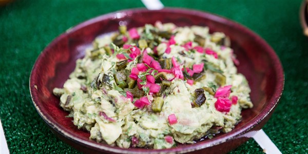 Гуакамоле with Roasted Poblano and Pickled Red Onions