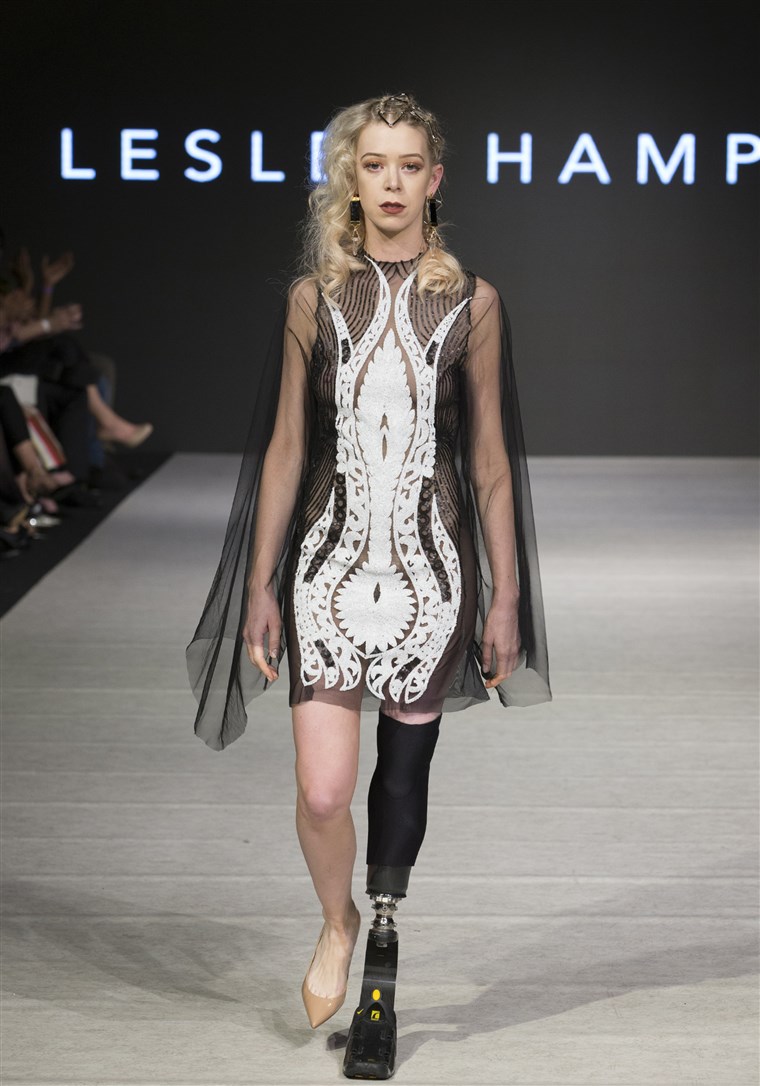 Adrianne Haslet walking in Lesley Hampton's show at Vancouver Fashion Week