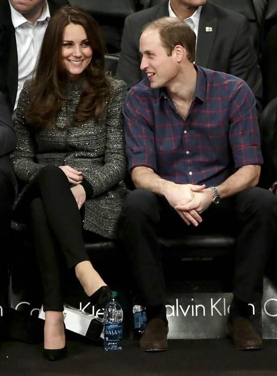 该 Duke and Duchess of Cambridge, during a Brooklyn Nets NBA game while visiting New York last December.
