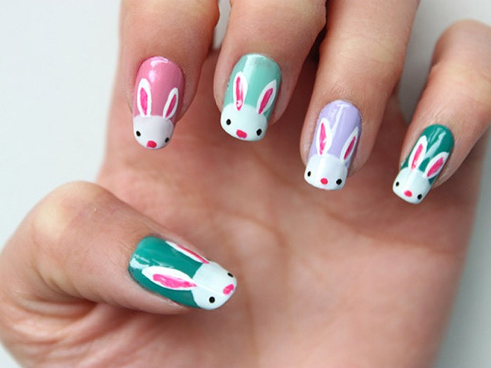 velikonoční nail art designs to DIY: Easter bunnies