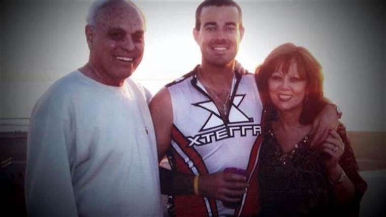 Carson Daly poses with his parents, Richard Caruso and Pattie Daly Caruso, in an undated photo. 