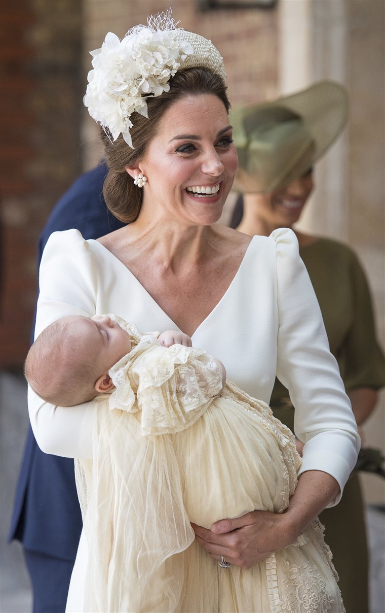 Kate, Duchess of Cambridge carries Prince Louis
