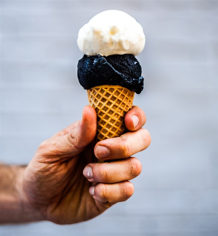 مورجينسترن's Finest Ice Cream in New York City has been swirling their signature Black Coconut Ash flavor since 2016.