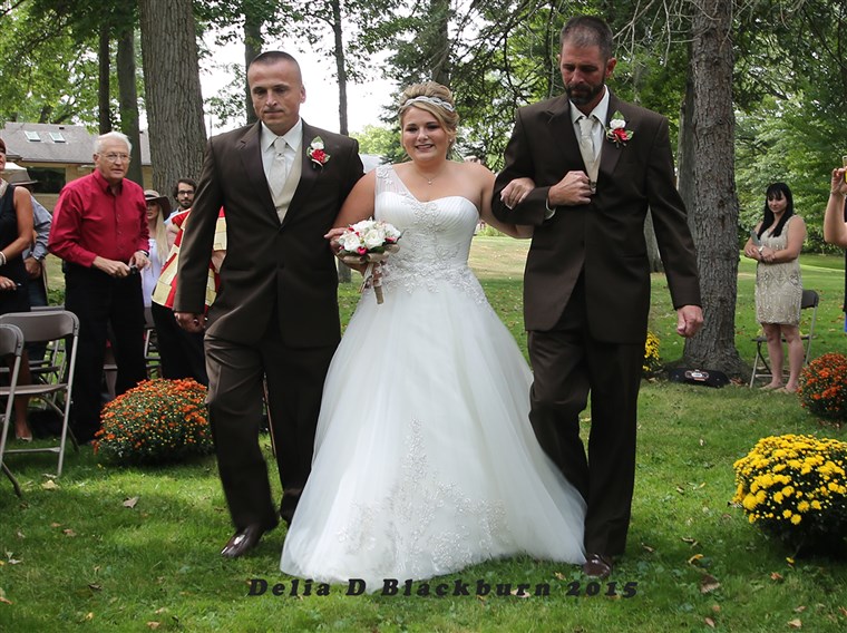 Vater and stepfather shared duties walking Brittany Peck down the aisle at her wedding