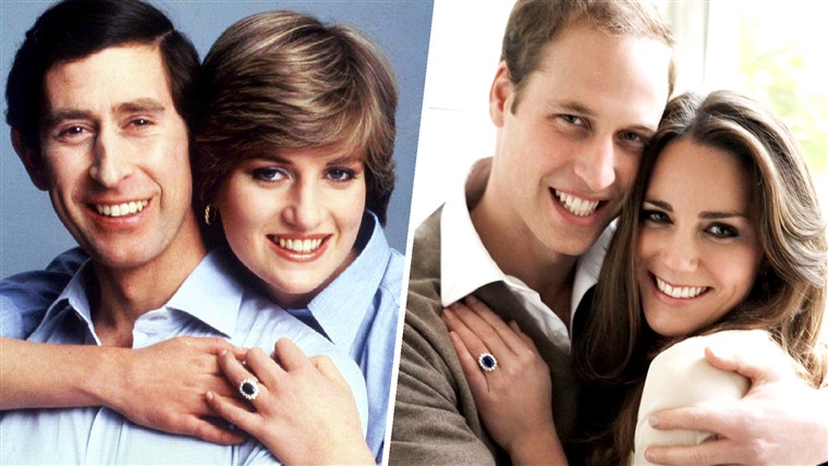 princ Charles and Princess Diana embrace for an informal portrait on their wedding day in this July 29, 1981. Britain's Prince William and Kate Middleton pose in one of two official engagement portraits in the Cornwall Room at St James's Palace in London on November 25, 2010.