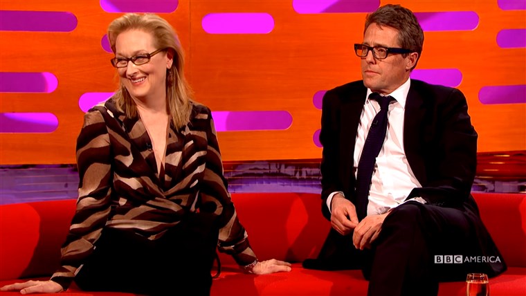 Изображение of Hugh Grant and Meryl Streep on the Graham Norton Show