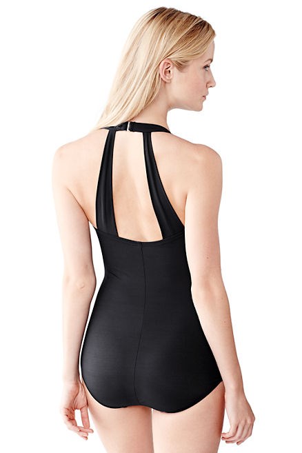 黑色 one-piece swimsuit