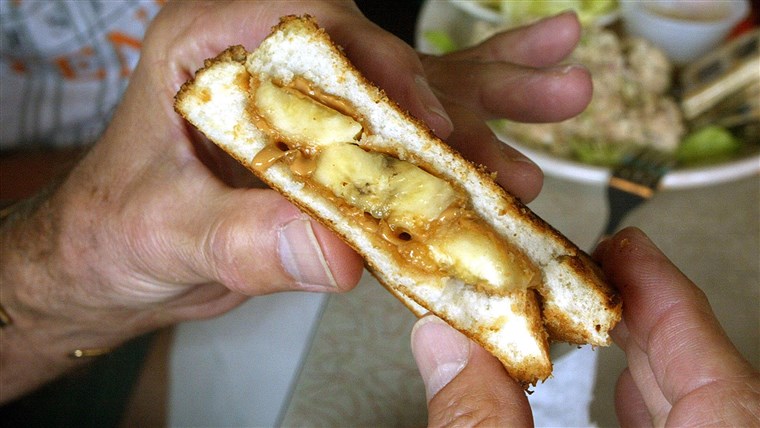 A peanut butter and banana sandwich, Elvis Presley's favorite, photographed at the Arcade restaurant in Memphis, Tennessee. 