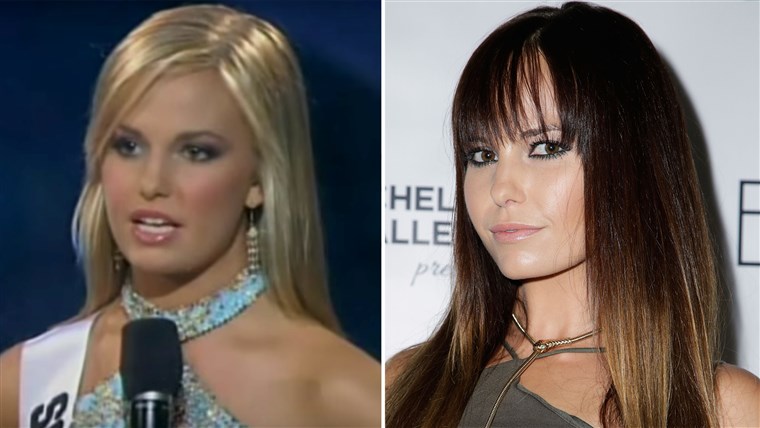 Caite Upton in 2007, left, and earlier this year. She said she gets recognized less after changing her hair color.