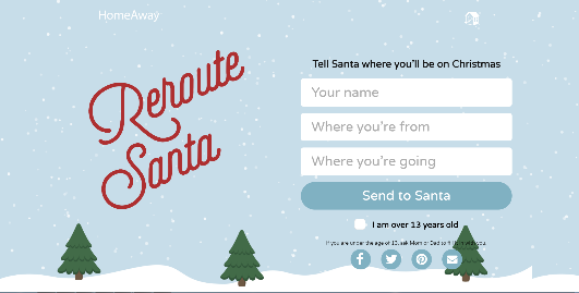 同 the Reroute Santa website, kids can tell Santa of any holiday travel plans, and receive confirmation that Santa knows where to find them on Christmas Eve.