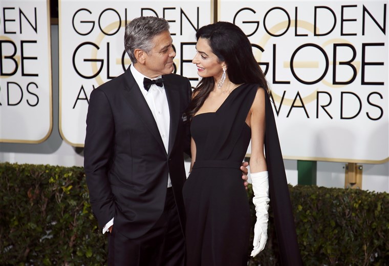 乔治 Clooney, Amal Clooney at the Golden Globes.