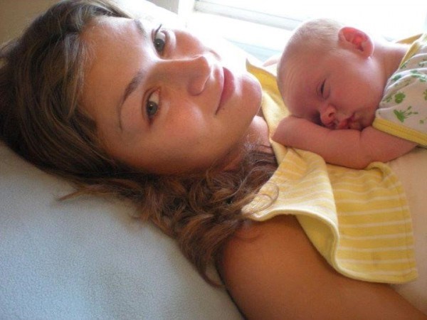 Britta Merwin and newborn