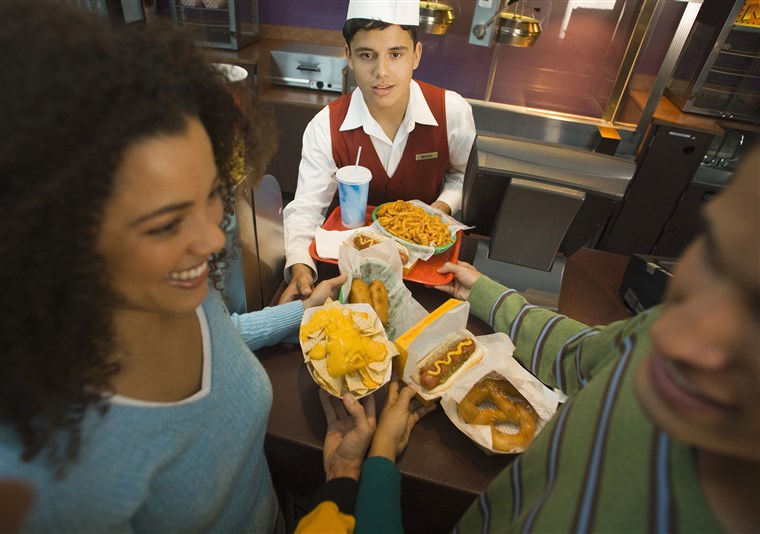 Film theater concession stand, food, nachos, pretzel, junk food