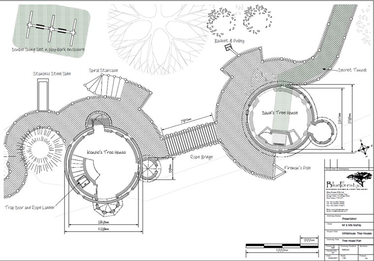 该 fantasy playground will be made complete with a double swing set, stainless steel slide and an attached trampoline.