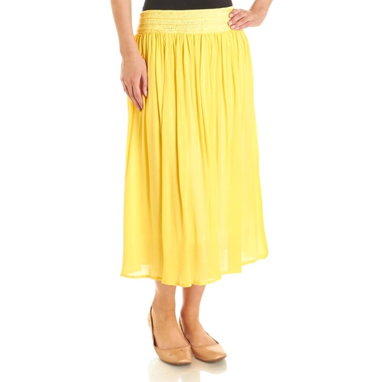 حبك Waist Gauzy A-Line Midi Skirt