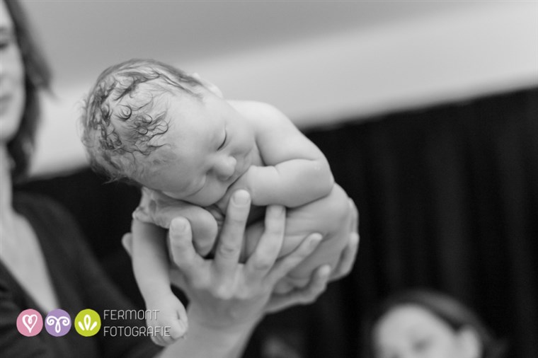 تزوج Fermont photographs newborns curled up the way they were in the womb.