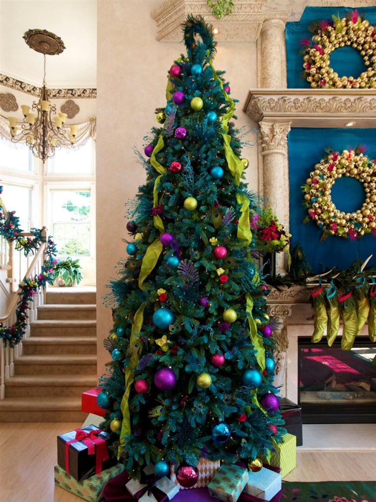 A deliberately darling color scheme gives this tree a whimsical look.
